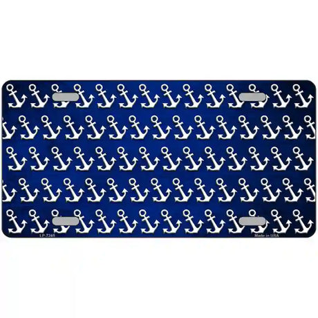 Blue White Anchor Oil Rubbed Metal Novelty License Plate 12" x 6" (LP)