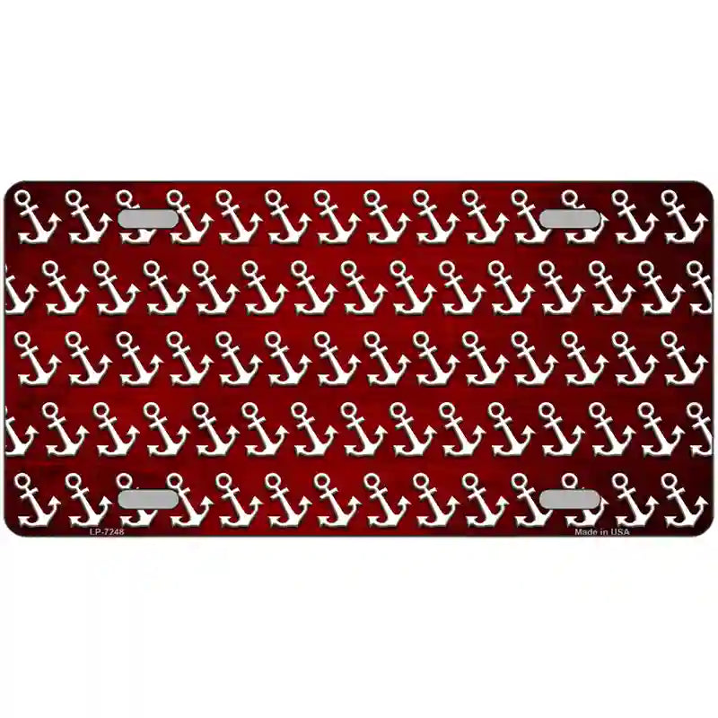 Red White Anchor Oil Rubbed Metal Novelty License Plate 12" x 6" (LP)