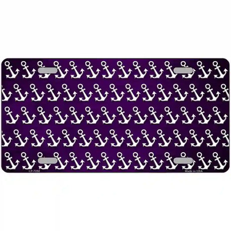 Purple White Anchor Oil Rubbed Metal Novelty License Plate 12" x 6" (LP)