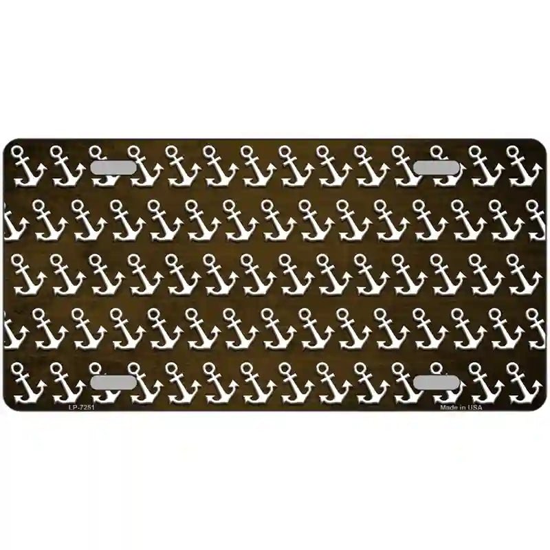 Brown White Anchor Oil Rubbed Metal Novelty License Plate 12" x 6" (LP)