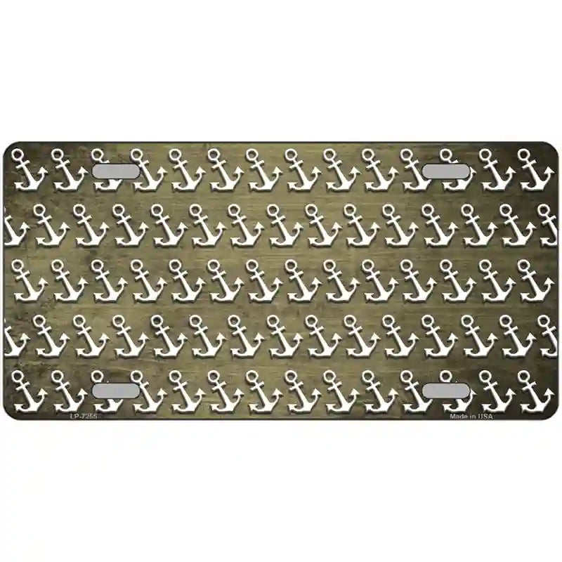 Gold White Anchor Oil Rubbed Metal Novelty License Plate 12" x 6" (LP)