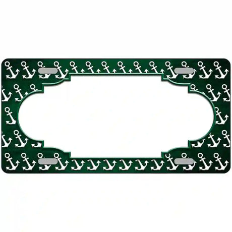 Green White Anchor Scallop Oil Rubbed Metal Novelty License Plate 12" x 6" (LP)