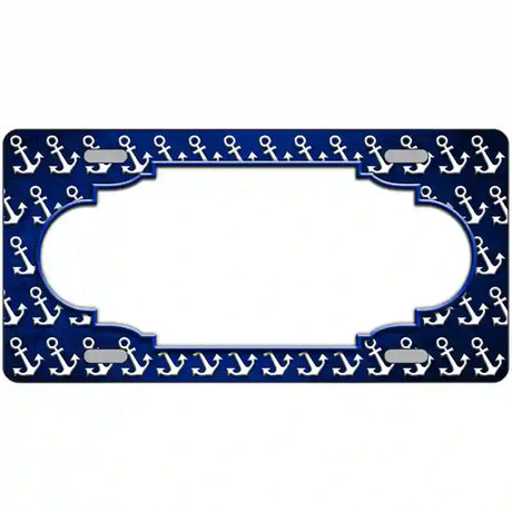 Blue White Anchor Scallop Oil Rubbed Metal Novelty License Plate 12" x 6" (LP)