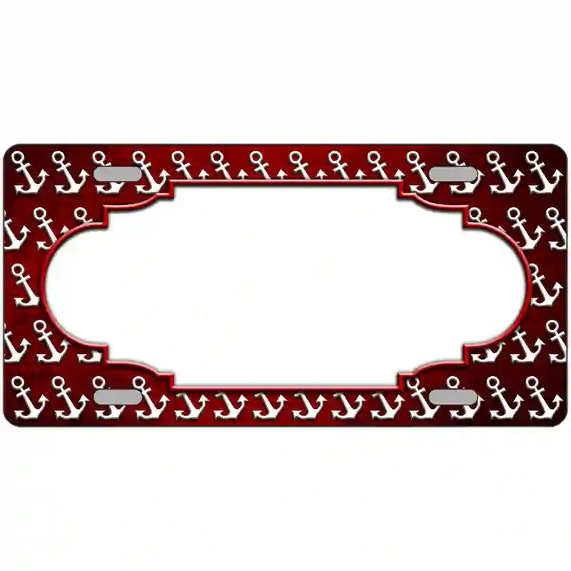 Red White Anchor Scallop Oil Rubbed Metal Novelty License Plate 12" x 6" (LP)