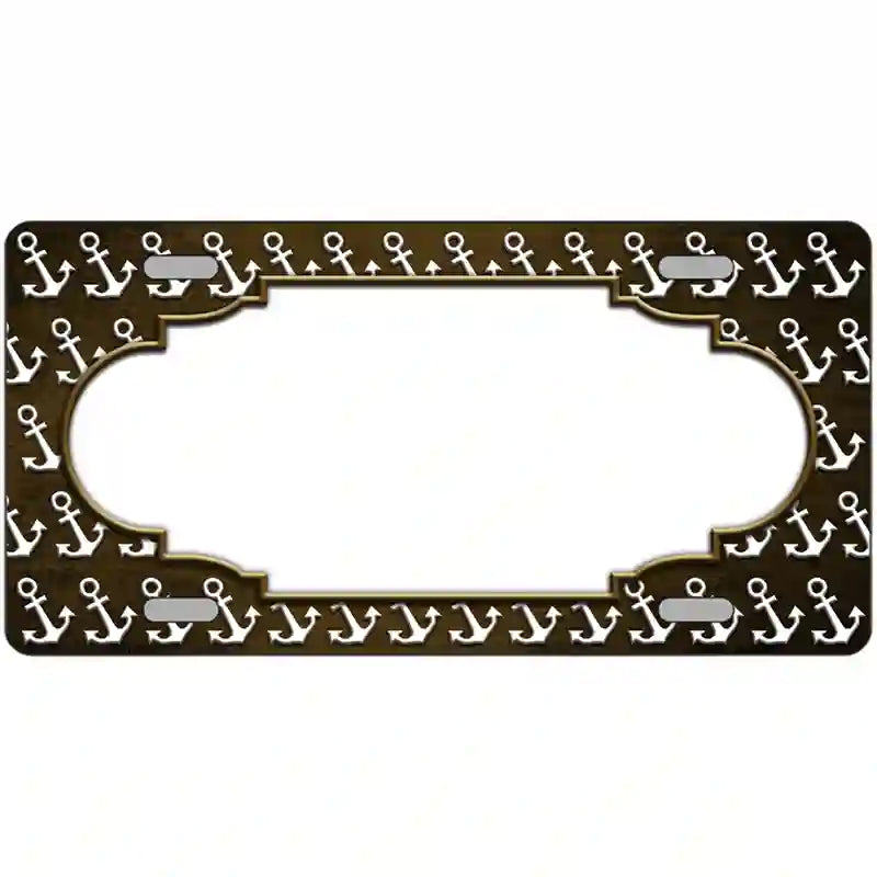 Brown White Anchor Scallop Oil Rubbed Metal Novelty License Plate 12" x 6" (LP)