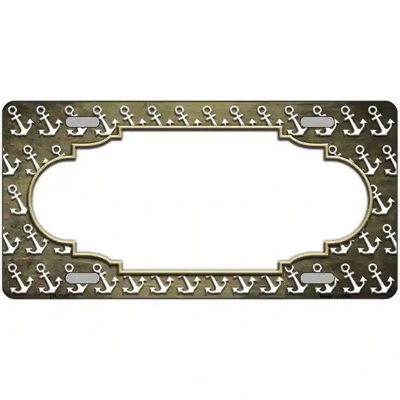 Gold White Anchor Scallop Oil Rubbed Metal Novelty License Plate 12" x 6" (LP)