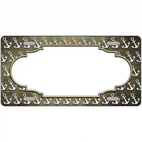 Gold White Anchor Scallop Oil Rubbed Metal Novelty License Plate 12" x 6" (LP)