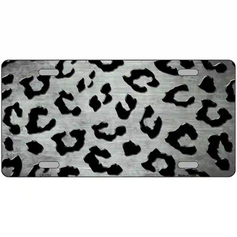 White Black Cheetah Oil Rubbed Metal Novelty License Plate 12" x 6" (LP)