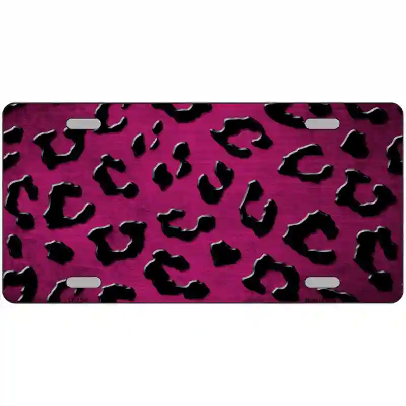 Pink Black Cheetah Oil Rubbed Metal Novelty License Plate 12" x 6" (LP)