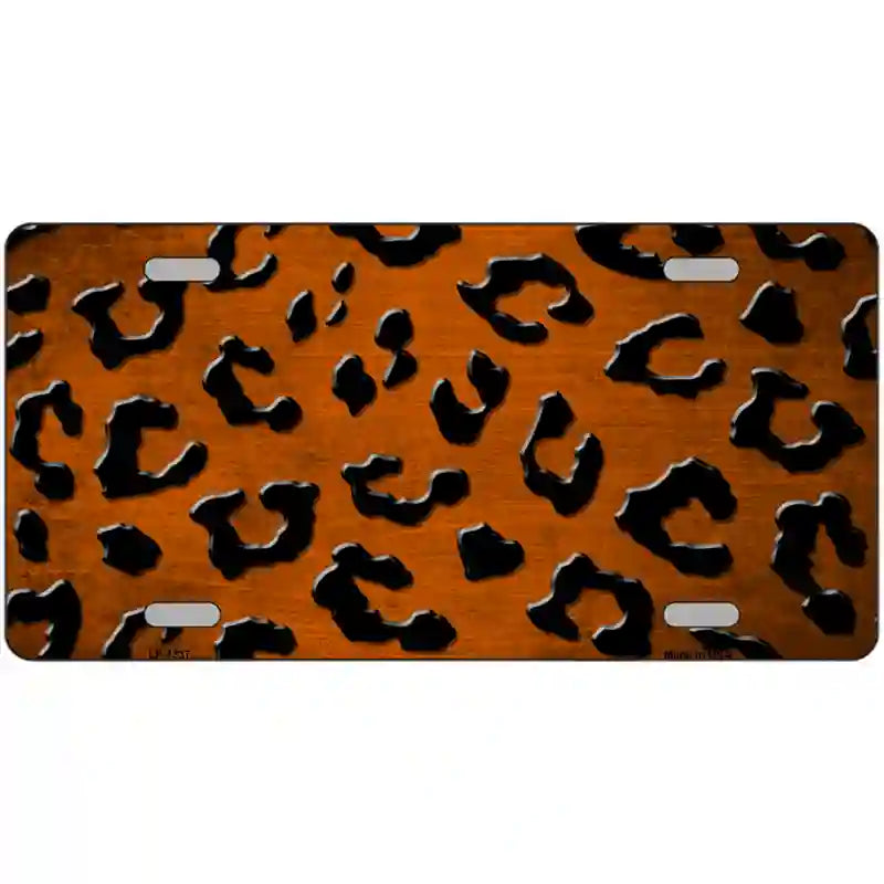 Orange Black Cheetah Oil Rubbed Metal Novelty License Plate 12" x 6" (LP)