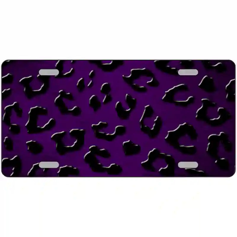 Purple Black Cheetah Oil Rubbed Metal Novelty License Plate 12" x 6" (LP)