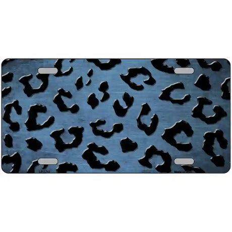 Light Blue Black Cheetah Oil Rubbed Metal Novelty License Plate 12" x 6" (LP)