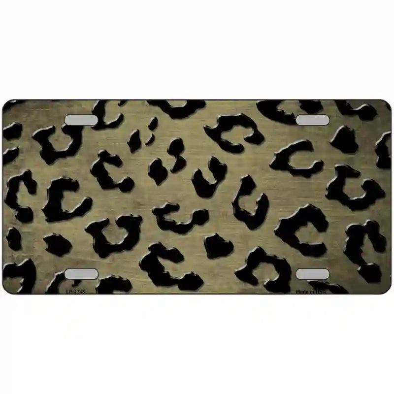 Gold Black Cheetah Oil Rubbed Metal Novelty License Plate 12" x 6" (LP)