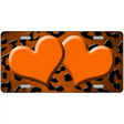 Orange Black Cheetah Hearts Oil Rubbed Metal Novelty License Plate 12" x 6" (LP)