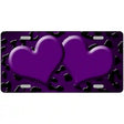 Purple Black Cheetah Hearts Oil Rubbed Metal Novelty License Plate 12" x 6" (LP)