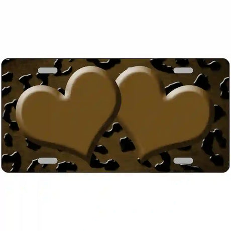 Brown Black Cheetah Hearts Oil Rubbed Metal Novelty License Plate 12" x 6" (LP)