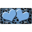 Light Blue Black Cheetah Hearts Oil Rubbed Metal Novelty License Plate 12" x 6" (LP)