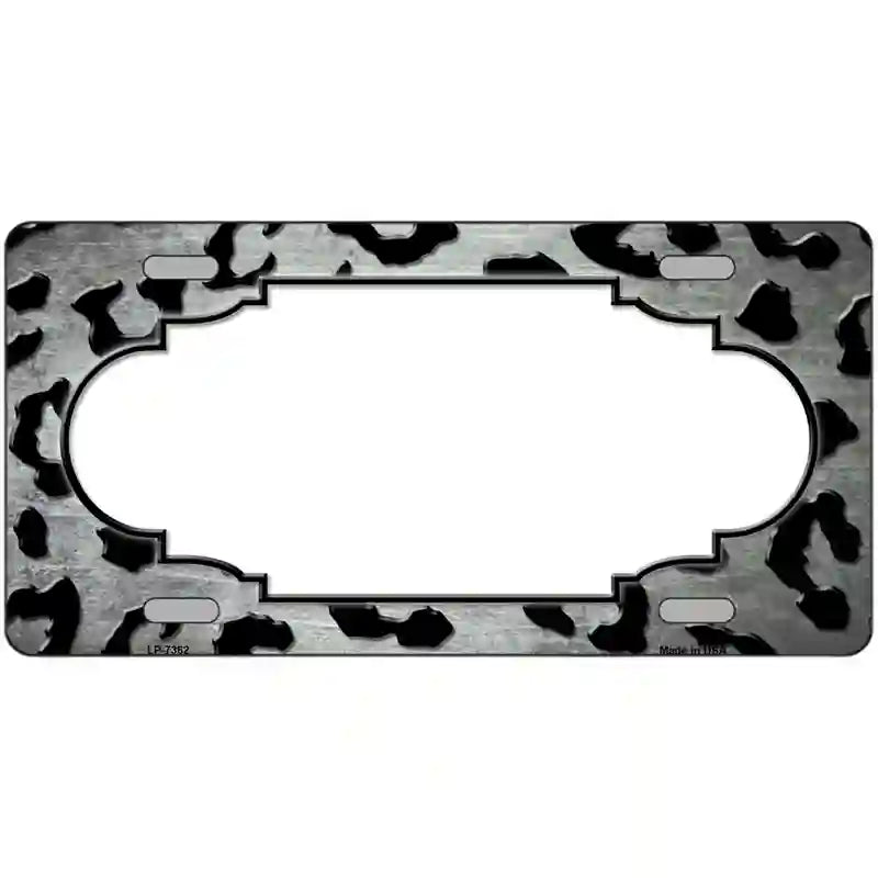 White Black Cheetah Scallop Oil Rubbed Metal Novelty License Plate 12" x 6" (LP)