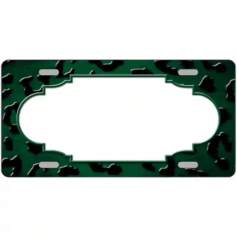 Green Black Cheetah Scallop Oil Rubbed Metal Novelty License Plate 12" x 6" (LP)