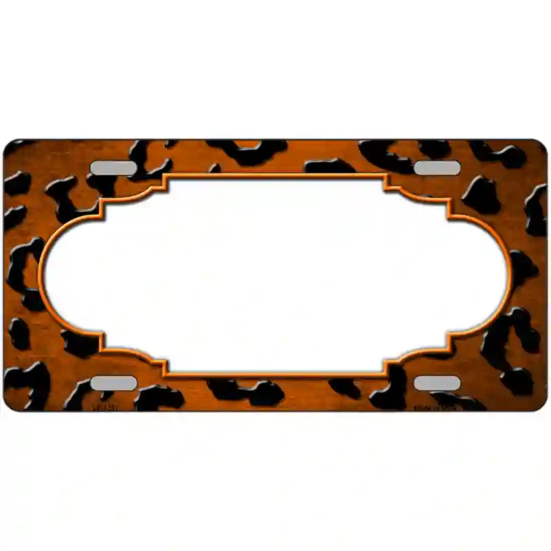 Orange Black Cheetah Scallop Oil Rubbed Metal Novelty License Plate 12" x 6" (LP)