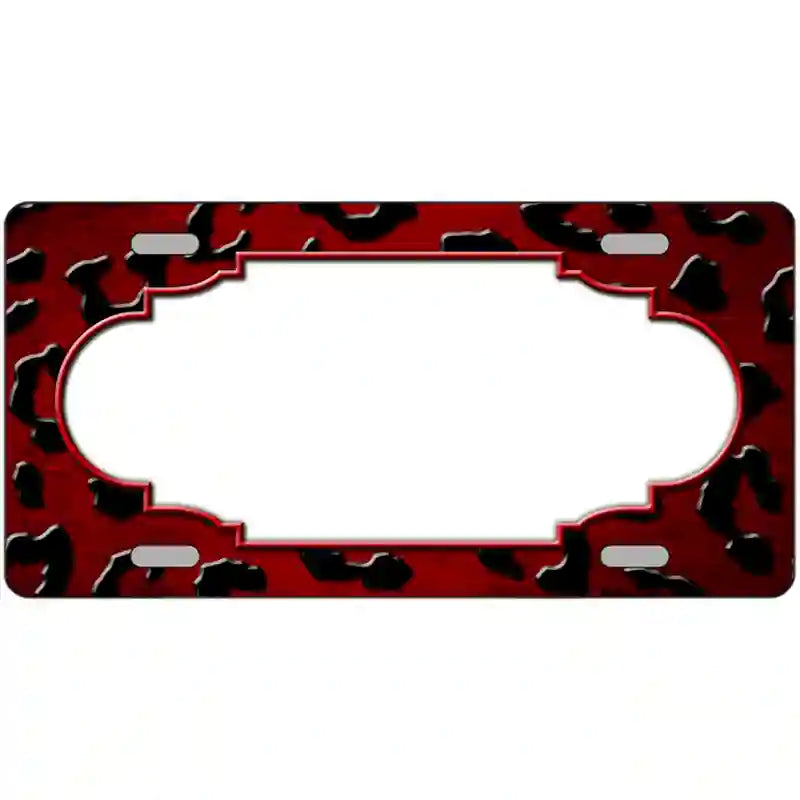 Red Black Cheetah Scallop Oil Rubbed Metal Novelty License Plate 12" x 6" (LP)