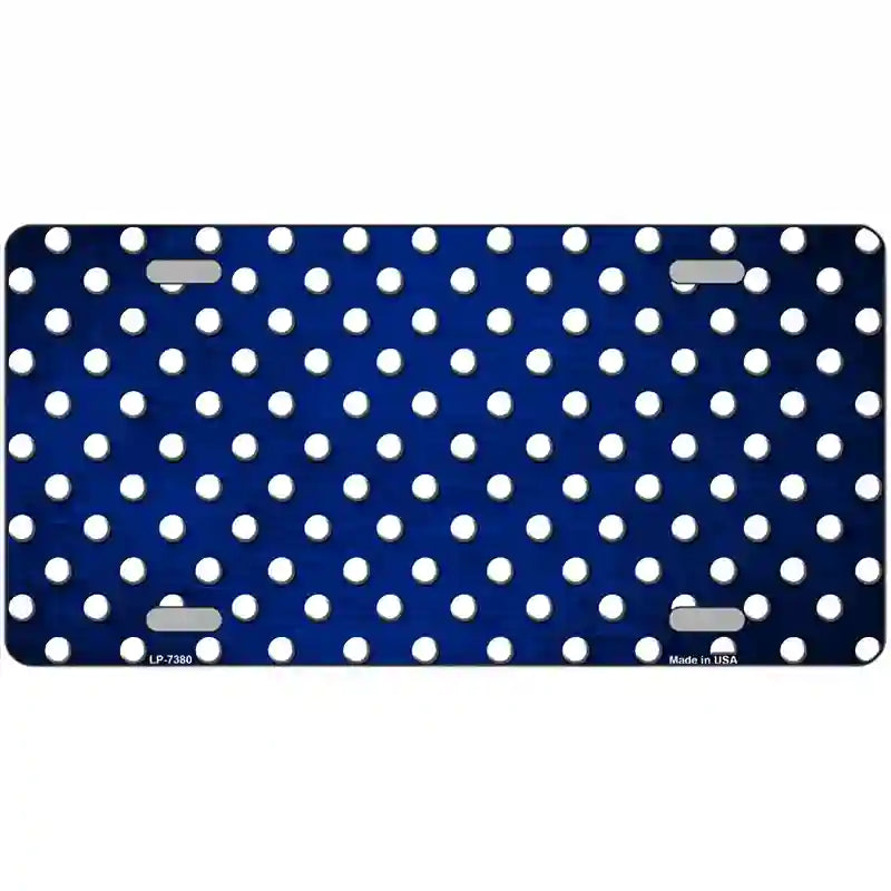 Blue White Small Dots Oil Rubbed Metal Novelty License Plate 12" x 6" (LP)