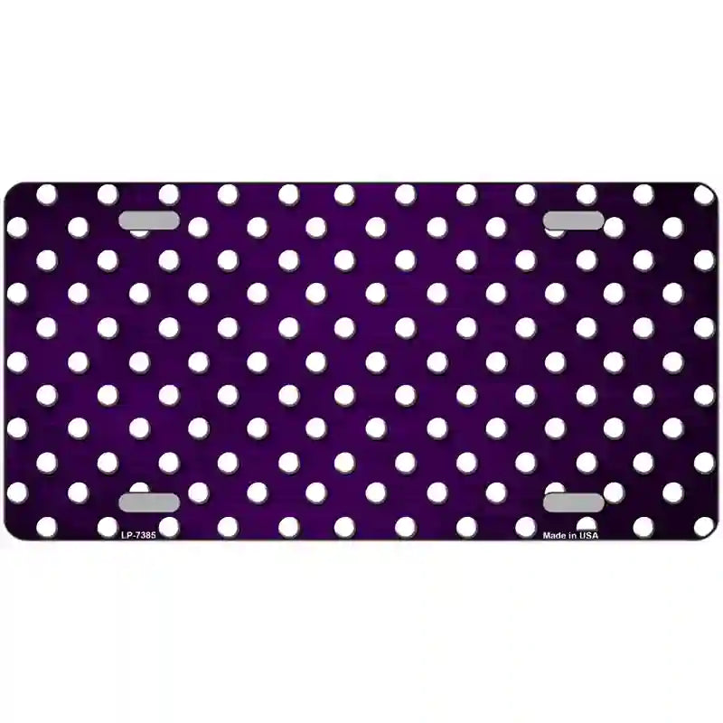 Purple White Small Dots Oil Rubbed Metal Novelty License Plate 12" x 6" (LP)