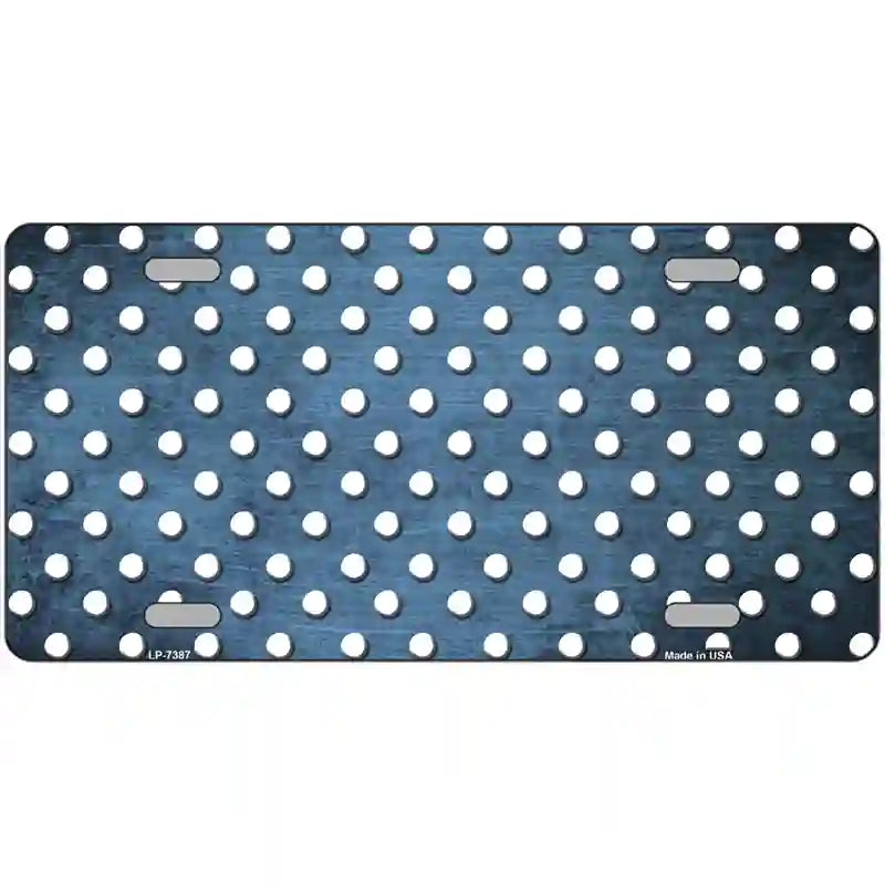 Light Blue White Small Dots Oil Rubbed Metal Novelty License Plate 12" x 6" (LP)