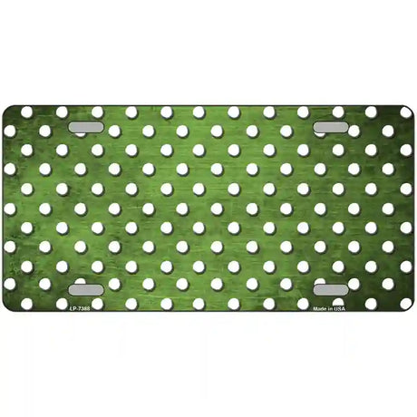 Lime Green White Small Dots Oil Rubbed Metal Novelty License Plate 12" x 6" (LP)