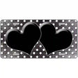 Black White Small Dots Hearts Oil Rubbed Metal Novelty License Plate 12" x 6" (LP)