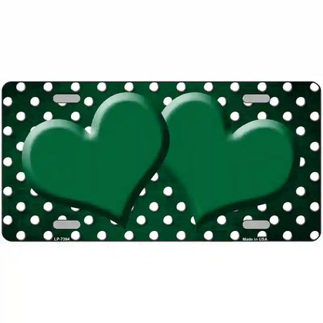 Green White Small Dots Hearts Oil Rubbed Metal Novelty License Plate 12" x 6" (LP)