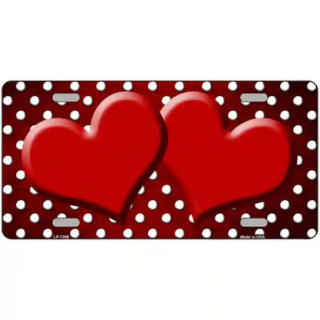 Red White Small Dots Hearts Oil Rubbed Metal Novelty License Plate 12" x 6" (LP)