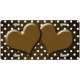 Brown White Small Dots Hearts Oil Rubbed Metal Novelty License Plate 12" x 6" (LP)