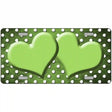 Lime Green White Small Dots Hearts Oil Rubbed Metal Novelty License Plate 12" x 6" (LP)