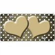 Gold White Small Dots Hearts Oil Rubbed Metal Novelty License Plate 12" x 6" (LP)