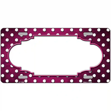 Pink White Small Dots Scallop Oil Rubbed Metal Novelty License Plate 12" x 6" (LP)