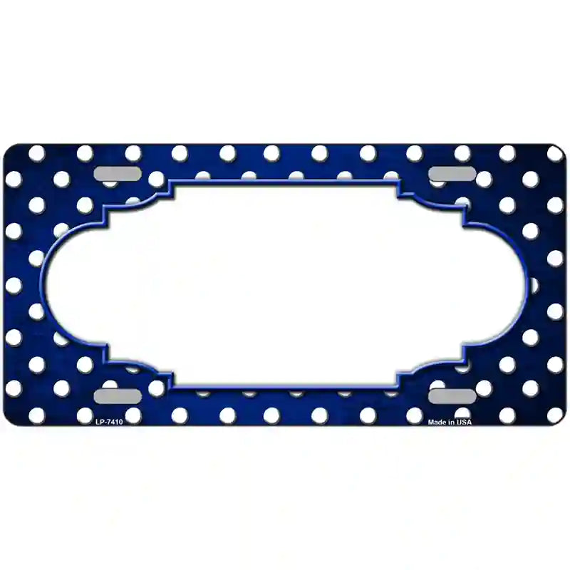 Blue White Small Dots Scallop Oil Rubbed Metal Novelty License Plate 12" x 6" (LP)