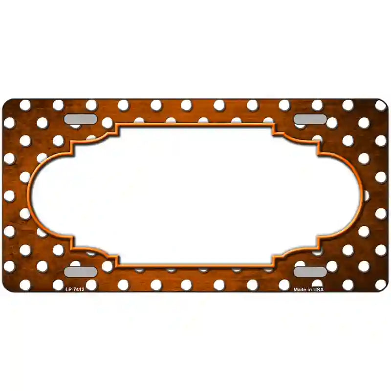 Orange White Small Dots Scallop Oil Rubbed Metal Novelty License Plate 12" x 6" (LP)