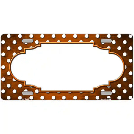 Orange White Small Dots Scallop Oil Rubbed Metal Novelty License Plate 12" x 6" (LP)