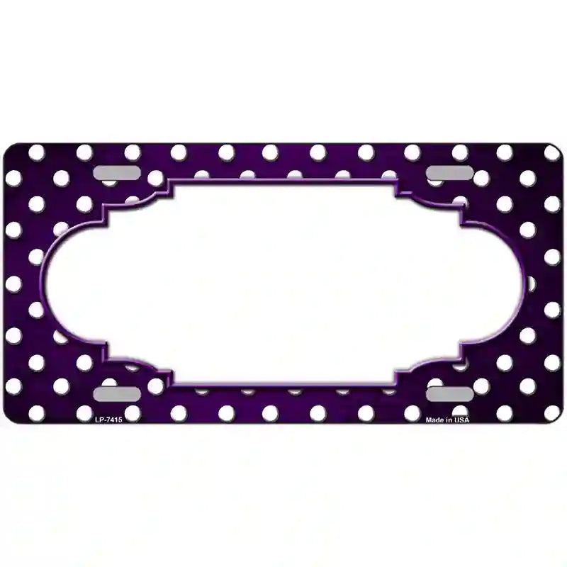 Purple White Small Dots Scallop Oil Rubbed Metal Novelty License Plate 12" x 6" (LP)