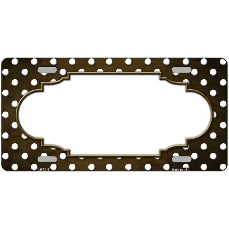 Brown White Small Dots Scallop Oil Rubbed Metal Novelty License Plate 12" x 6" (LP)