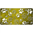 Yellow White Paw Oil Rubbed Metal Novelty License Plate 12" x 6" (LP)