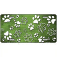 Lime Green White Paw Oil Rubbed Metal Novelty License Plate 12" x 6" (LP)