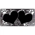 Paw Heart Black White Metal Novelty License Plate 12" x 6" (LP)