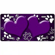 Paw Heart Purple White Metal Novelty License Plate 12" x 6" (LP)