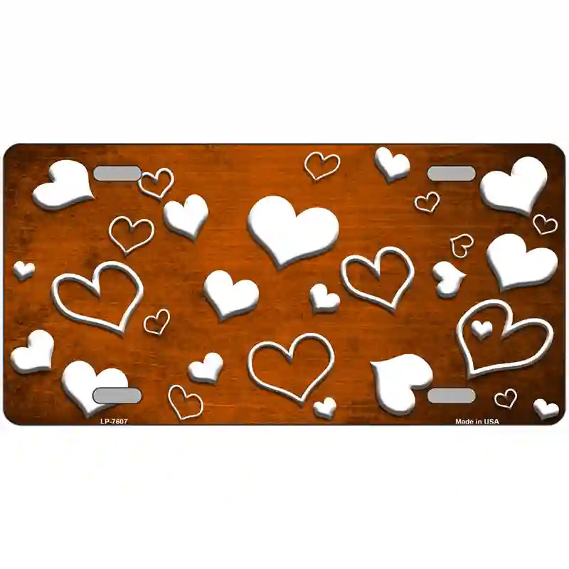 Orange White Love Oil Rubbed Metal Novelty License Plate 12" x 6" (LP)