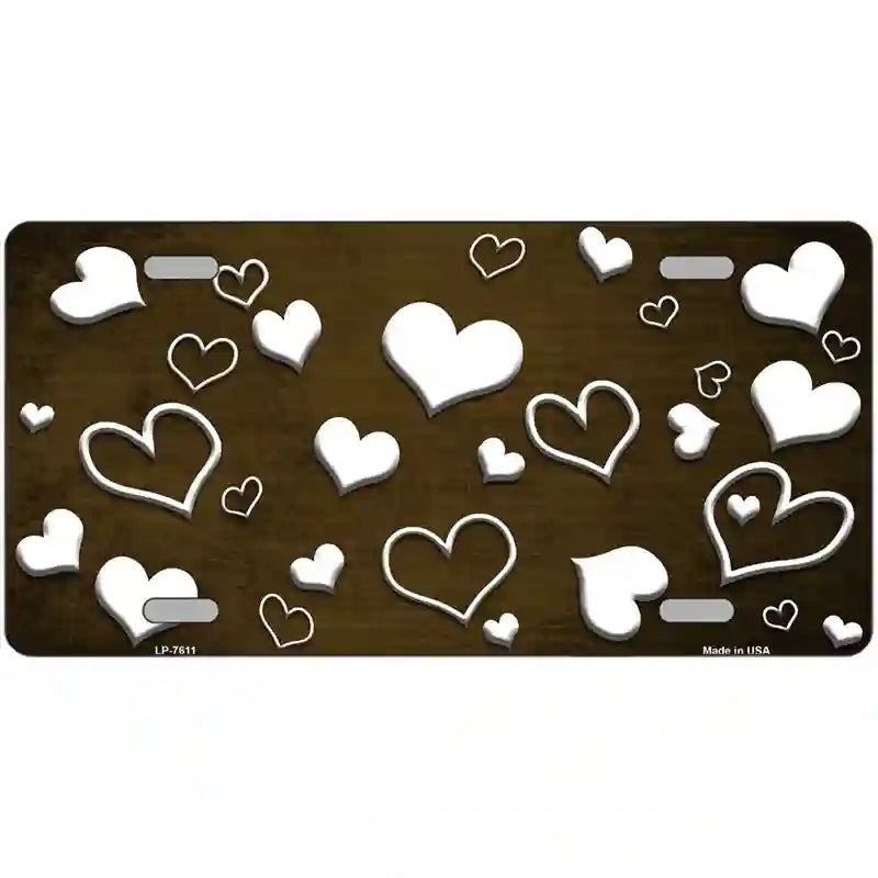 Brown White Love Oil Rubbed Metal Novelty License Plate 12" x 6" (LP)