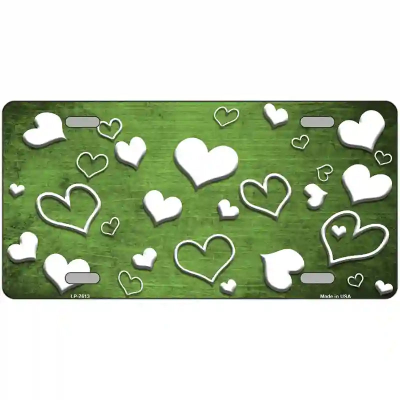 Lime Green White Love Oil Rubbed Metal Novelty License Plate 12" x 6" (LP)