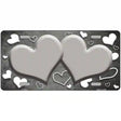 Gray White Love Hearts Oil Rubbed Metal Novelty License Plate 12" x 6" (LP)