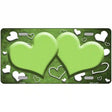 Lime Green White Love Hearts Oil Rubbed Metal Novelty License Plate 12" x 6" (LP)